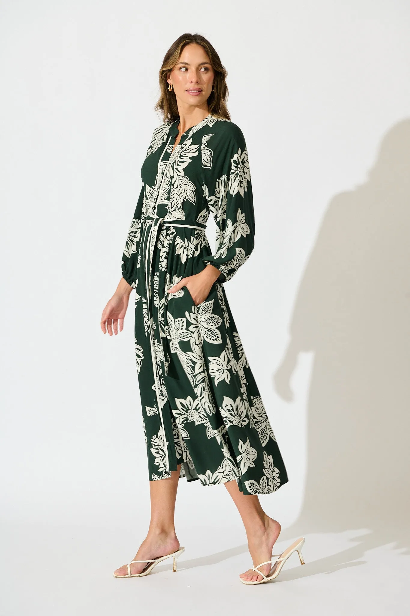 Spellbound Maxi Dress in Emerald White Floral sold by St Frock product image thumbnail 3