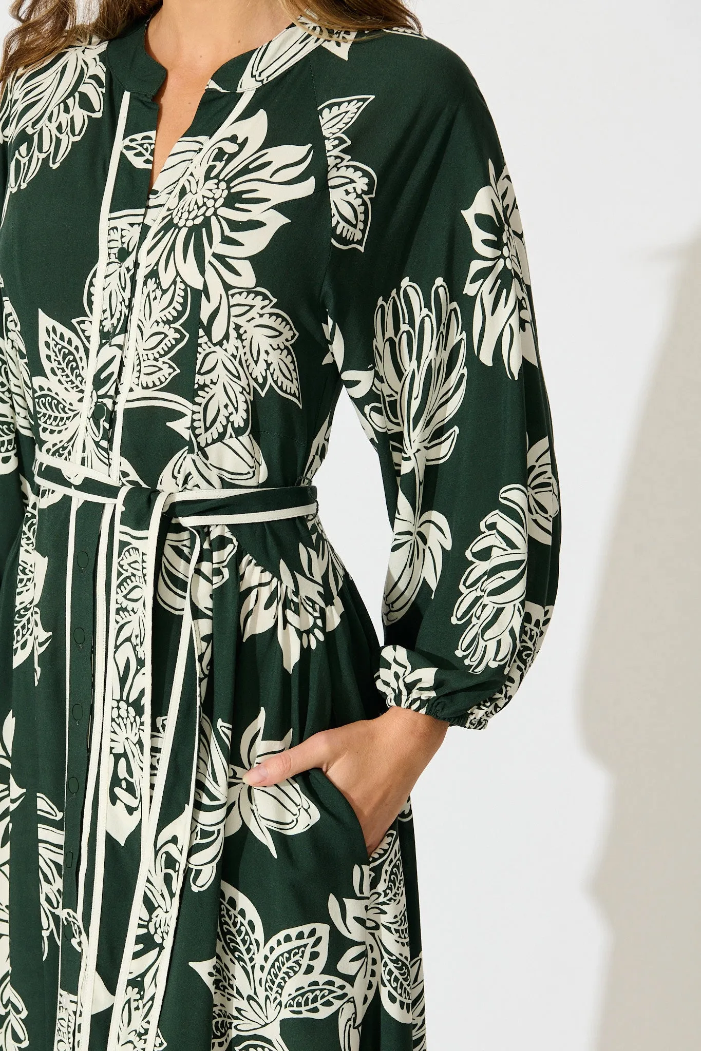 Spellbound Maxi Dress in Emerald White Floral sold by St Frock product image thumbnail 5