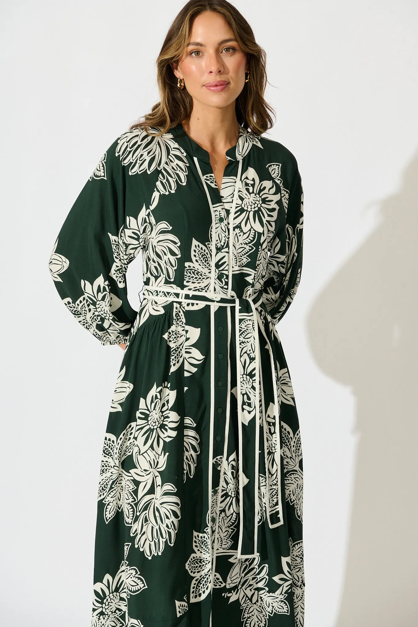 Spellbound Maxi Dress in Emerald White Floral sold by St Frock product image thumbnail 2