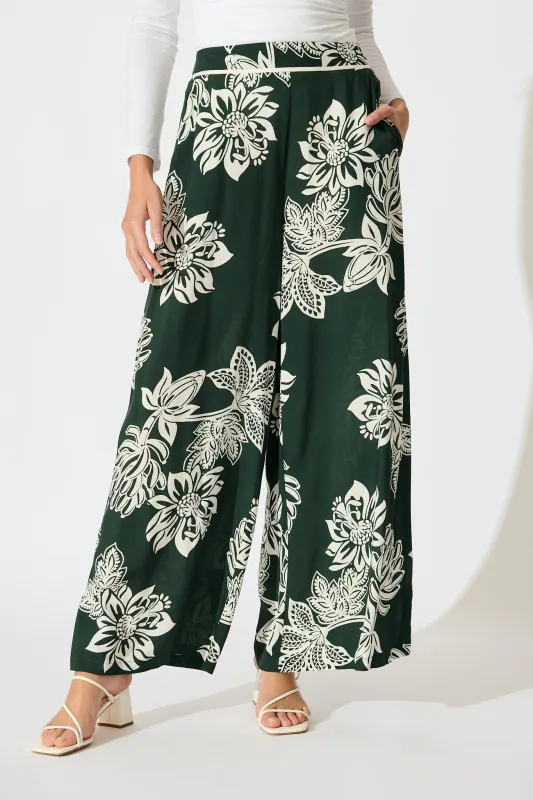 Confessions Pant in Emerald White Floral sold by St Frock
