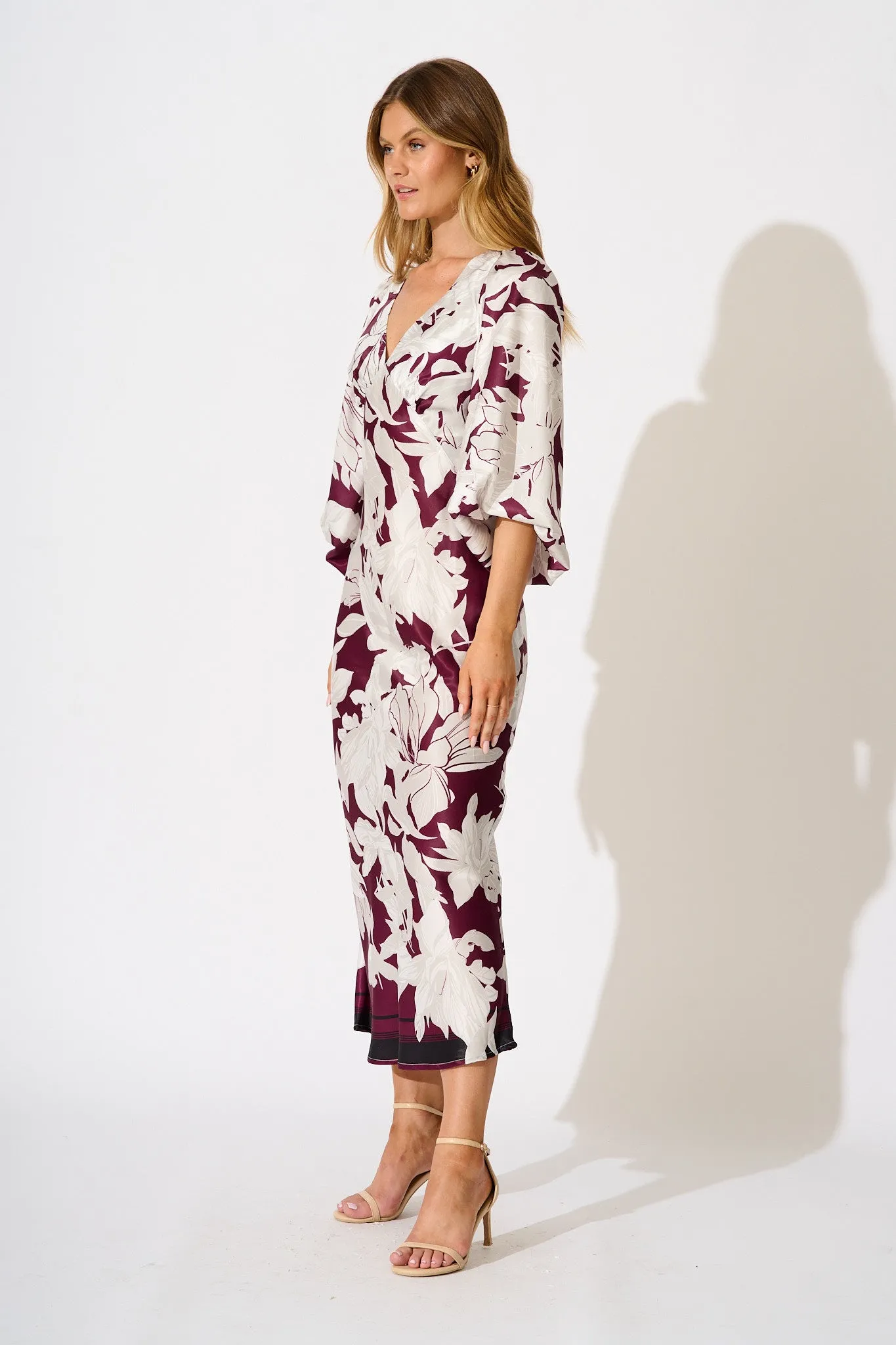 Petal Maxi Dress in Plum and White Floral sold by St Frock product image thumbnail 3