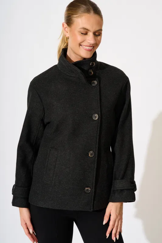 Tamara Coat in Black sold by St Frock