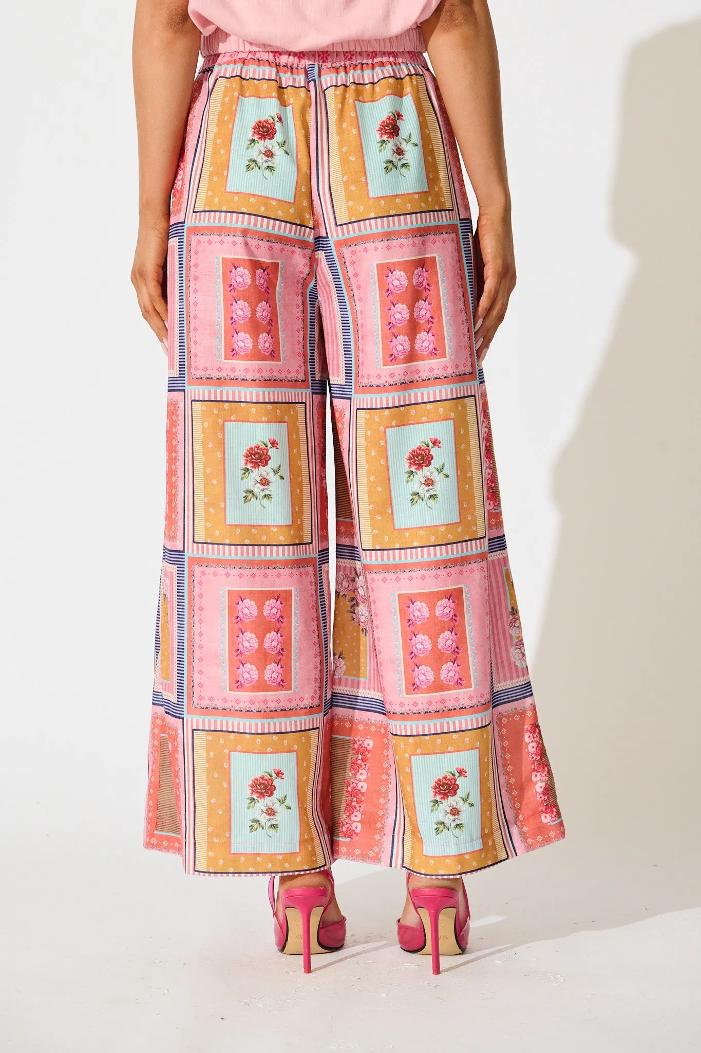Wildflower Whisper Pant in Pink Multi Floral Tile Print sold by St Frock product image thumbnail 3