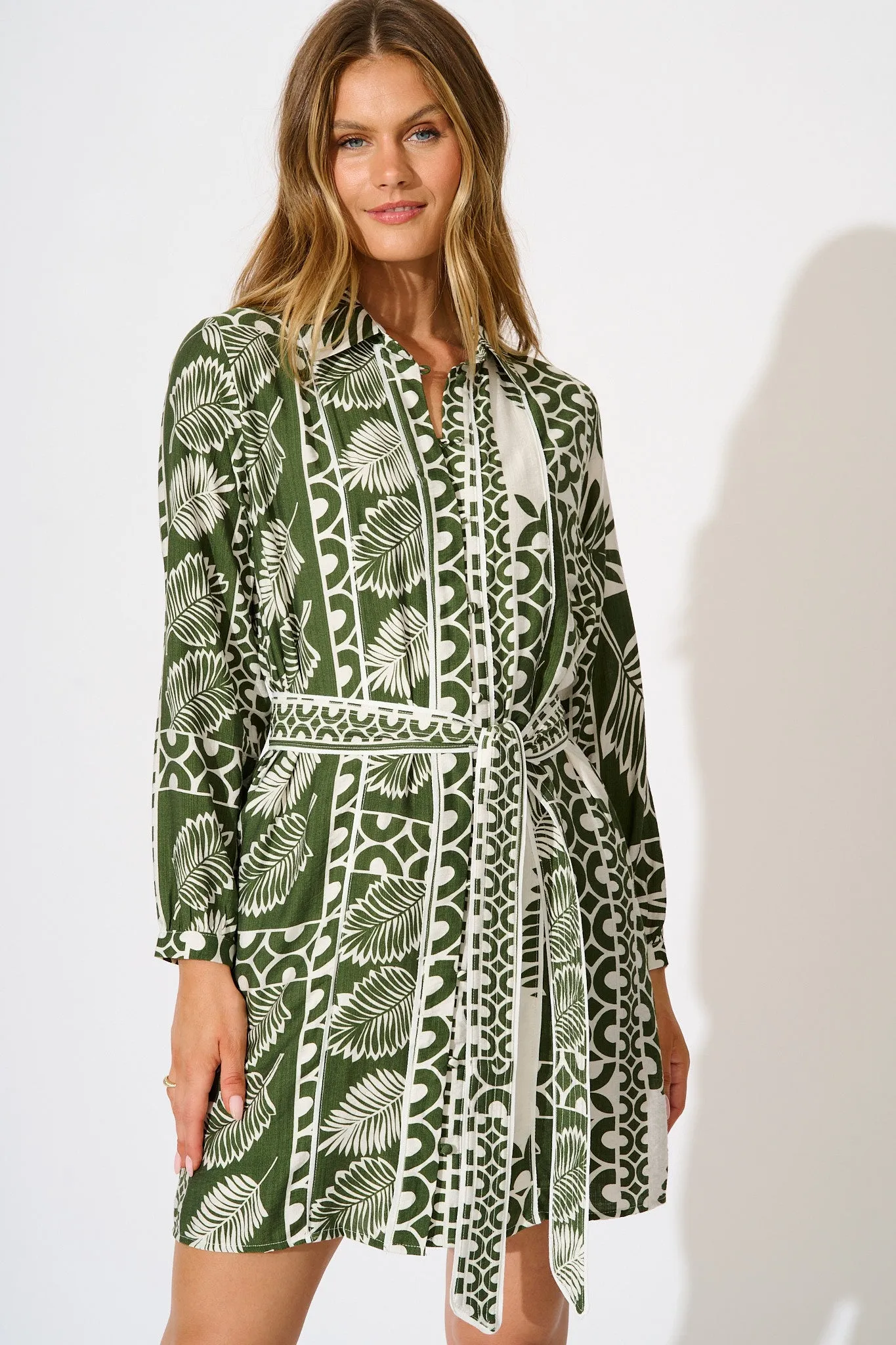 Stellar Shirt Dress in Green and White sold by St Frock product image thumbnail 2