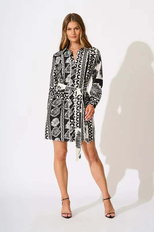 Stellar Shirt Dress in Black and White sold by St Frock