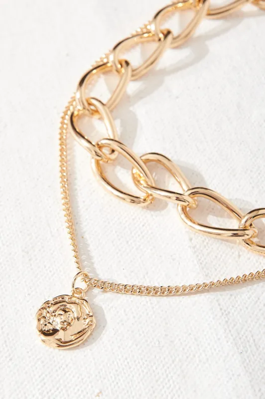 august + delilah Latch Layered Necklace in Gold sold by St Frock