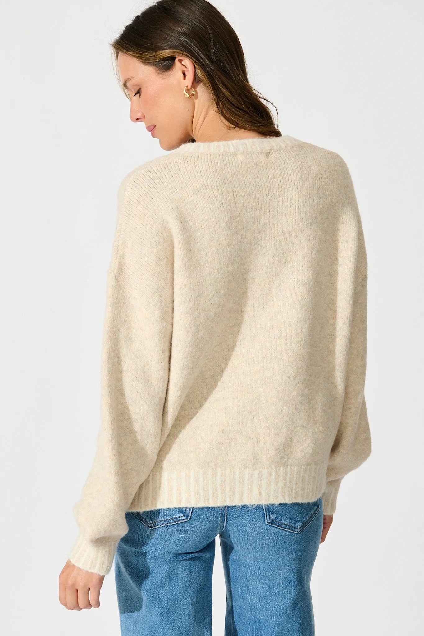 Maggie Knit in Beige Marle Wool Blend sold by St Frock product image thumbnail 3