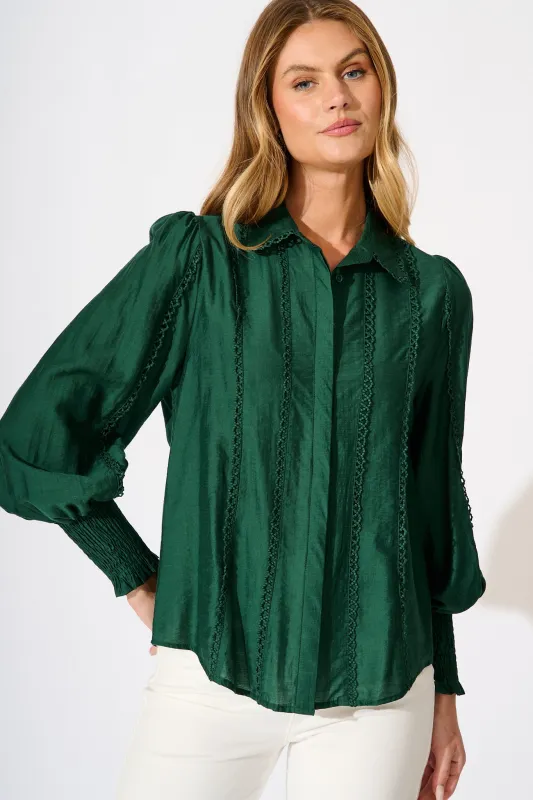Farah Shirt in Emerald sold by St Frock