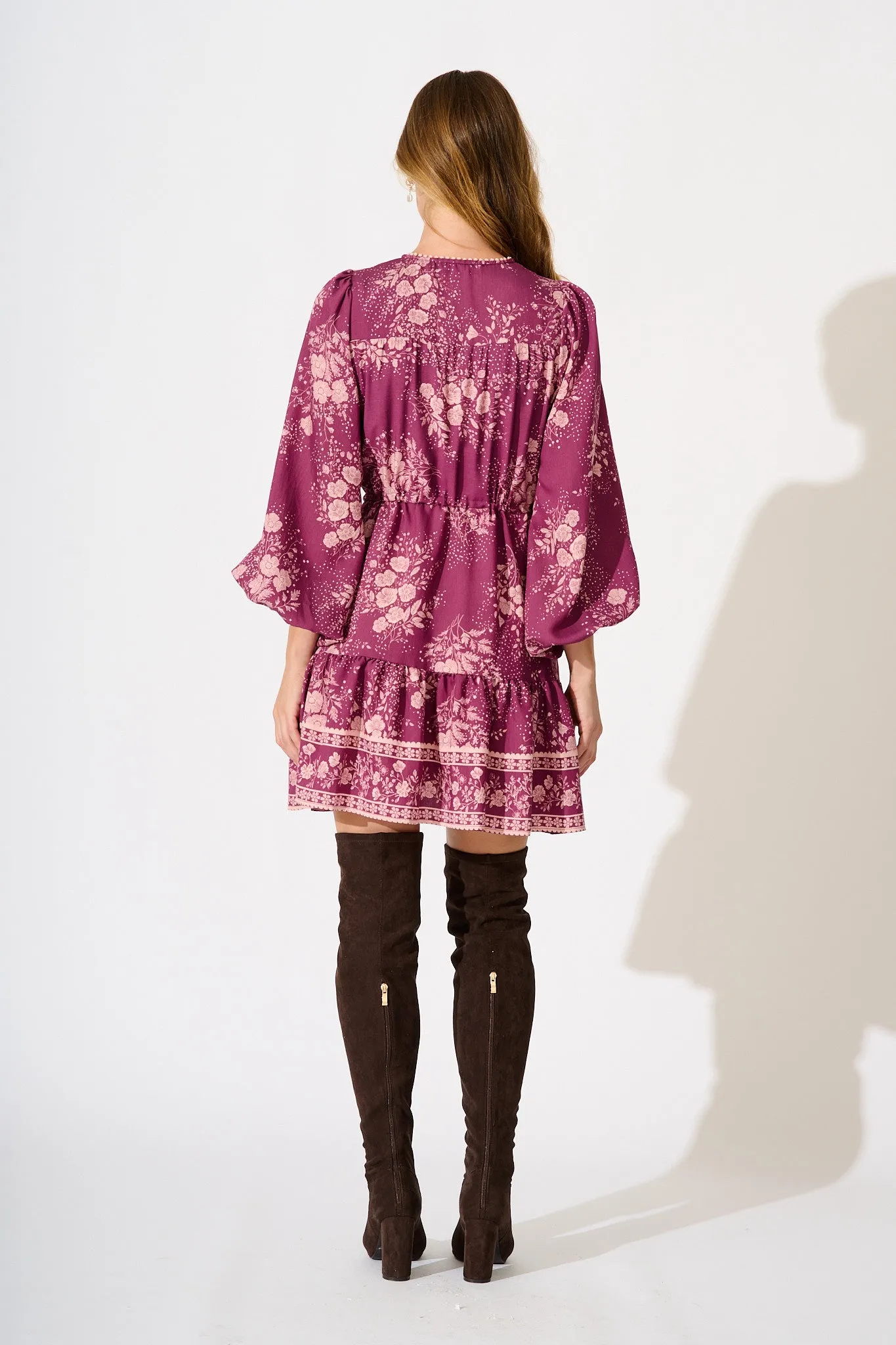 Fiorella Dress in Purple with Pink Floral sold by St Frock product image thumbnail 4