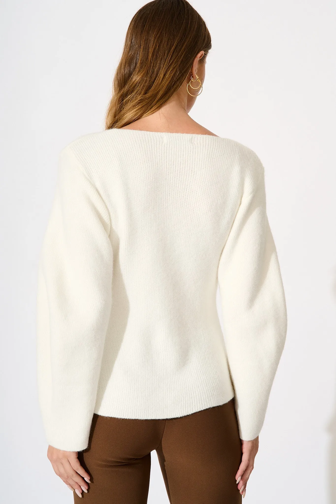 Rosie Knit Cardigan in White sold by St Frock product image thumbnail 3