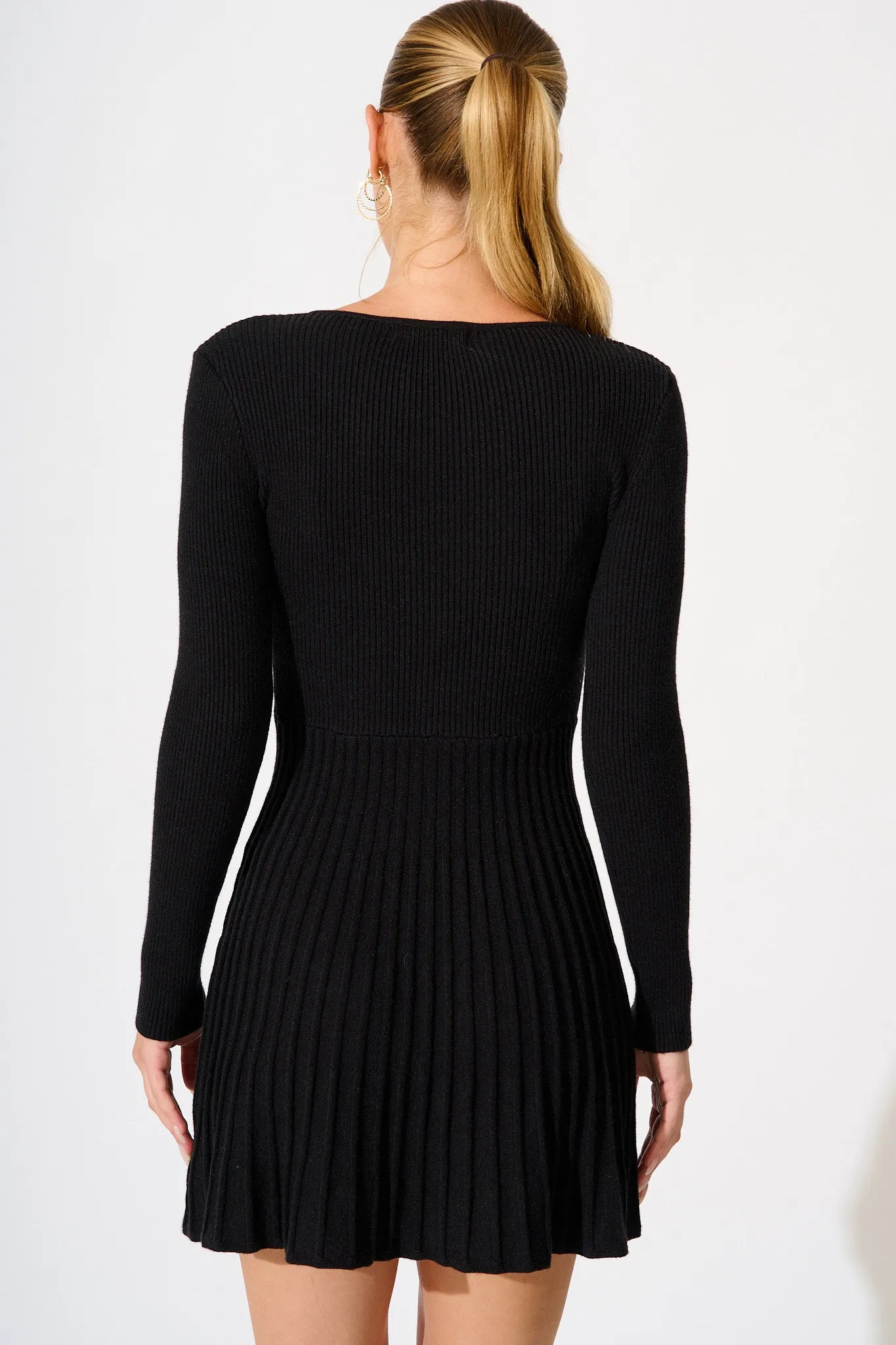 Poised Perfection Knit Dress in Black sold by St Frock product image thumbnail 4