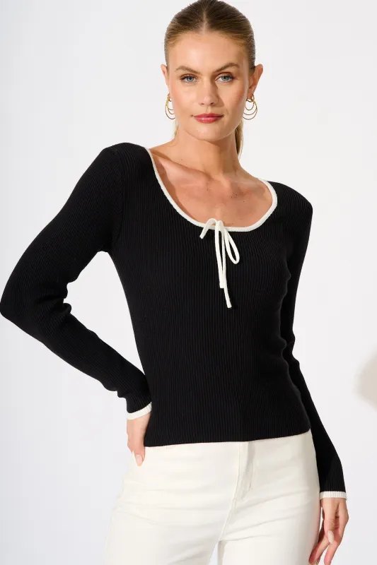 Riveria Knit Top in Black sold by St Frock