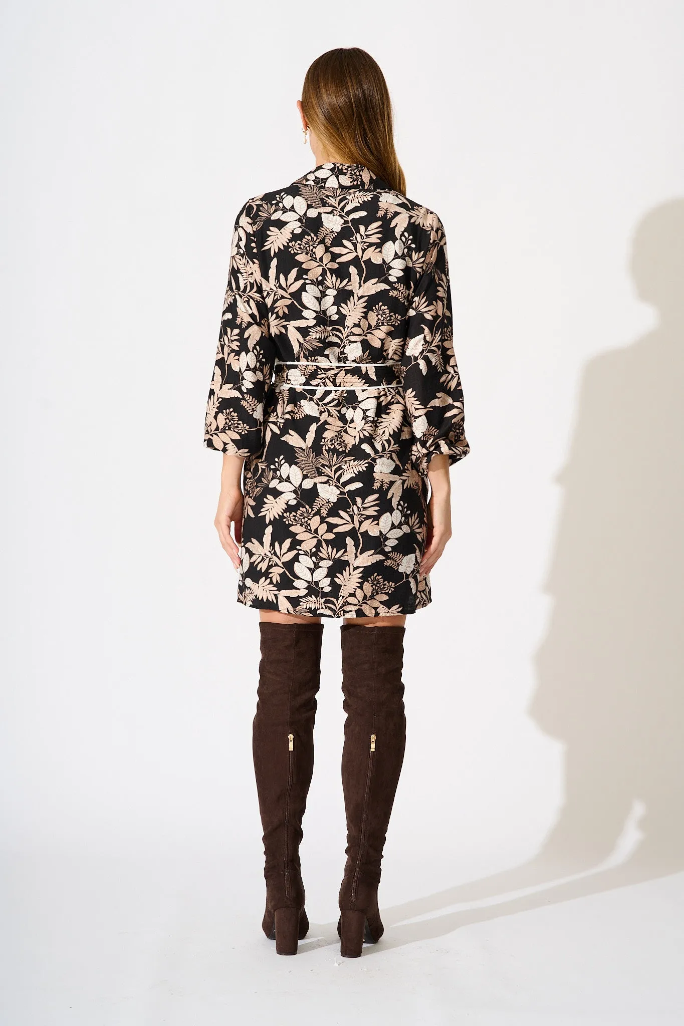 Melrose Shirt Dress in Black Multi sold by St Frock product image thumbnail 4