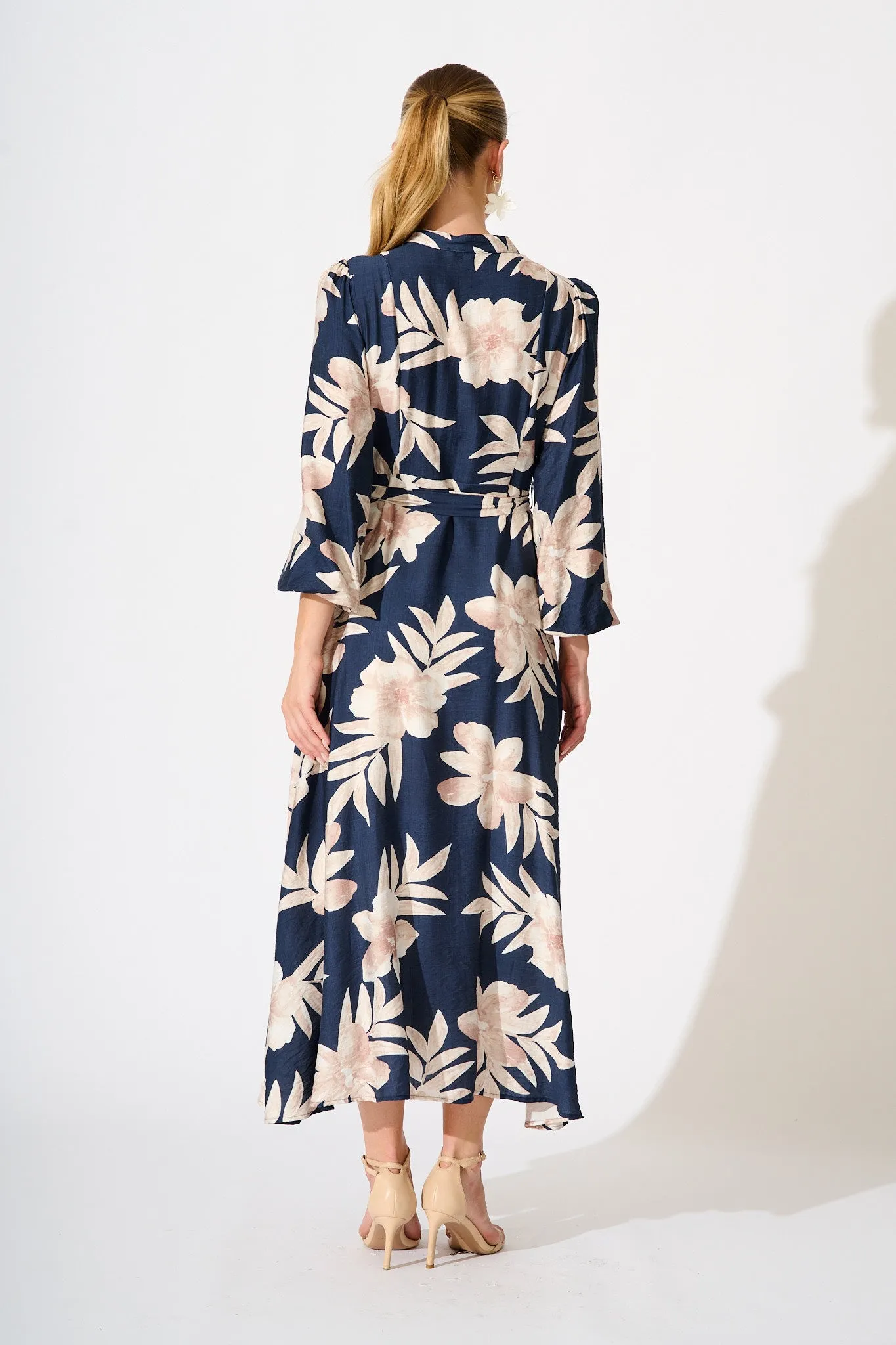 Leilani Maxi Dress in Navy with Cream Floral sold by St Frock product image thumbnail 4