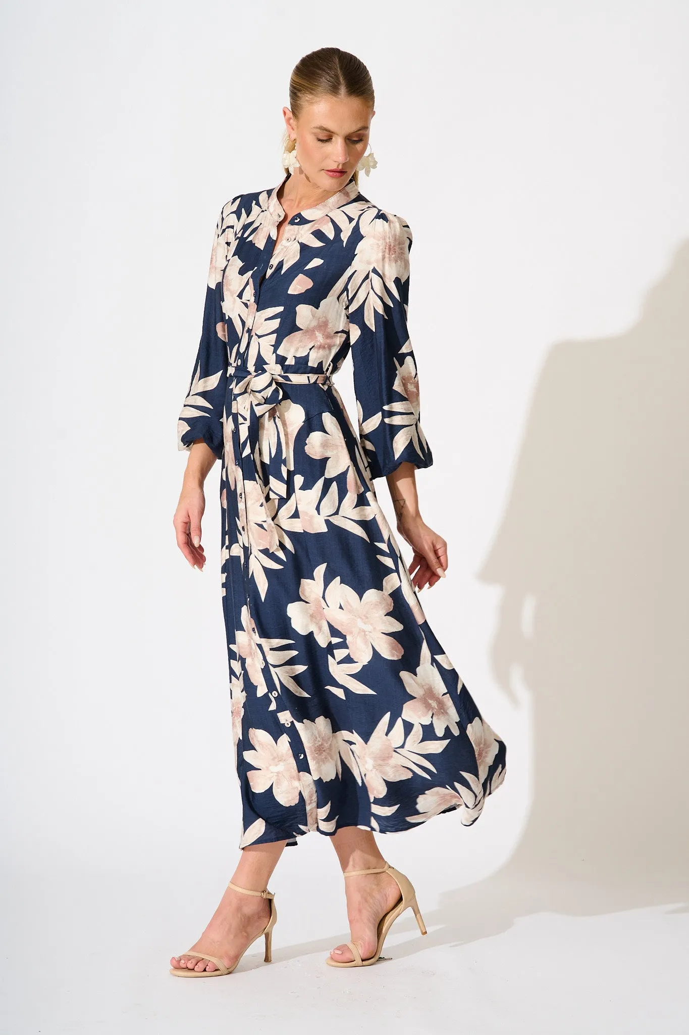 Leilani Maxi Dress in Navy with Cream Floral sold by St Frock product image thumbnail 3