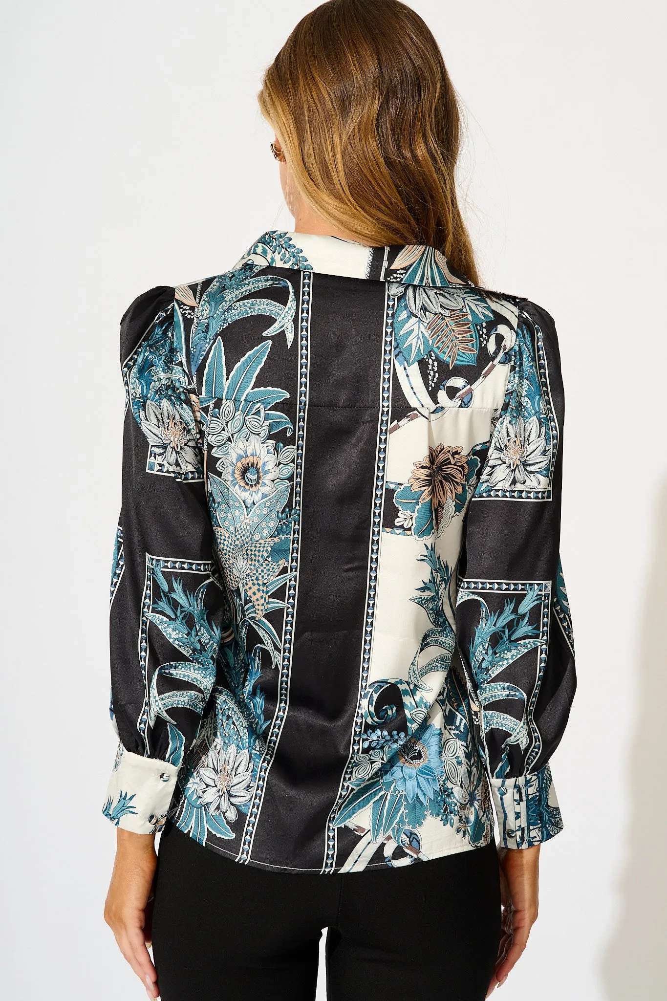 Nolita Shirt in Black and Blue Floral sold by St Frock product image thumbnail 3
