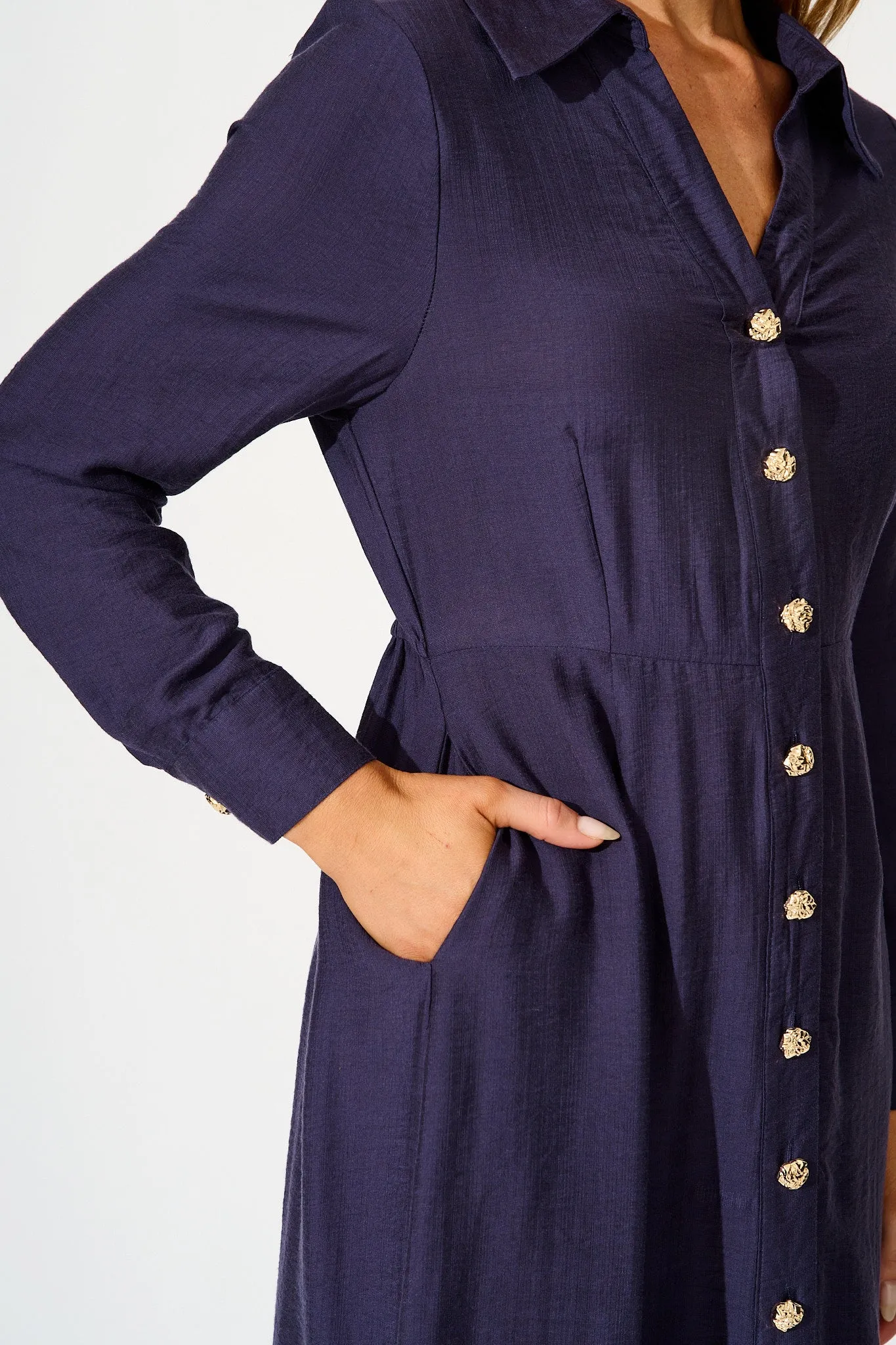 Painted Sky Midi Shirt Dress in Navy sold by St Frock product image thumbnail 5