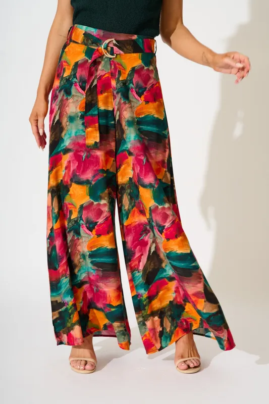 Jewel Mist Pant in Multi Watercolour Print sold by St Frock