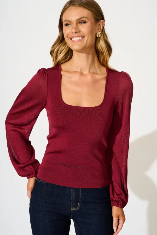 In Your Arms Knit Top in Wine sold by St Frock