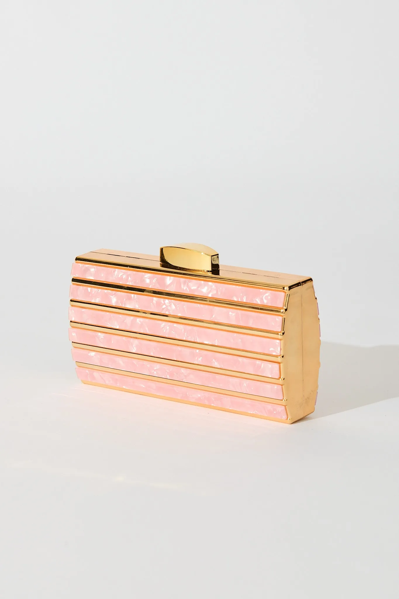 Gala Clutch Bag in Gold with Blush Acrylic sold by St Frock product image thumbnail 2