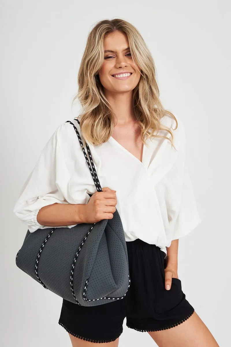 august + delilah Rania Neoprene Tote Bag in Grey sold by St Frock product image thumbnail 3