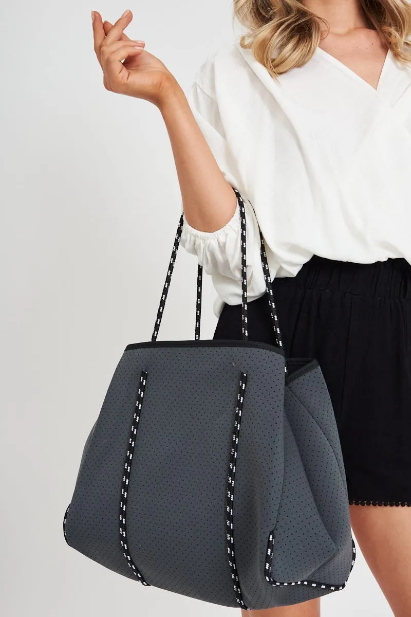 august + delilah Rania Neoprene Tote Bag in Grey sold by St Frock product image thumbnail 4