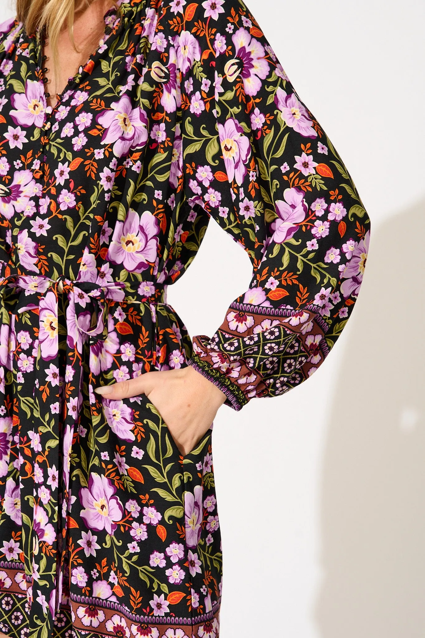 Avalon Dress in Black Multi Floral sold by St Frock product image thumbnail 5