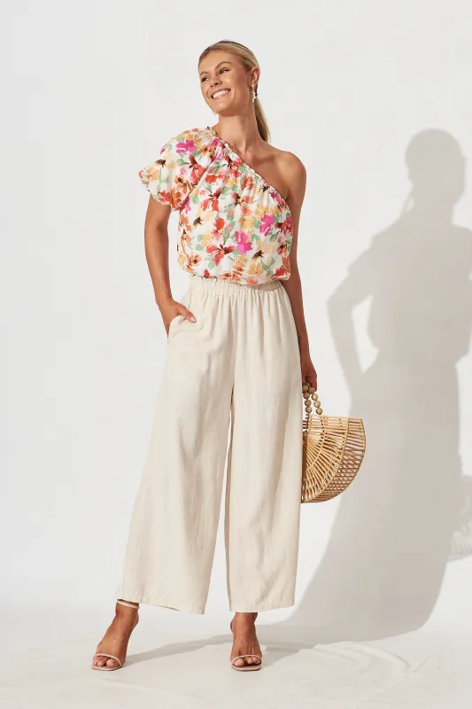 Nicole Pant In Beige Linen Blend sold by St Frock