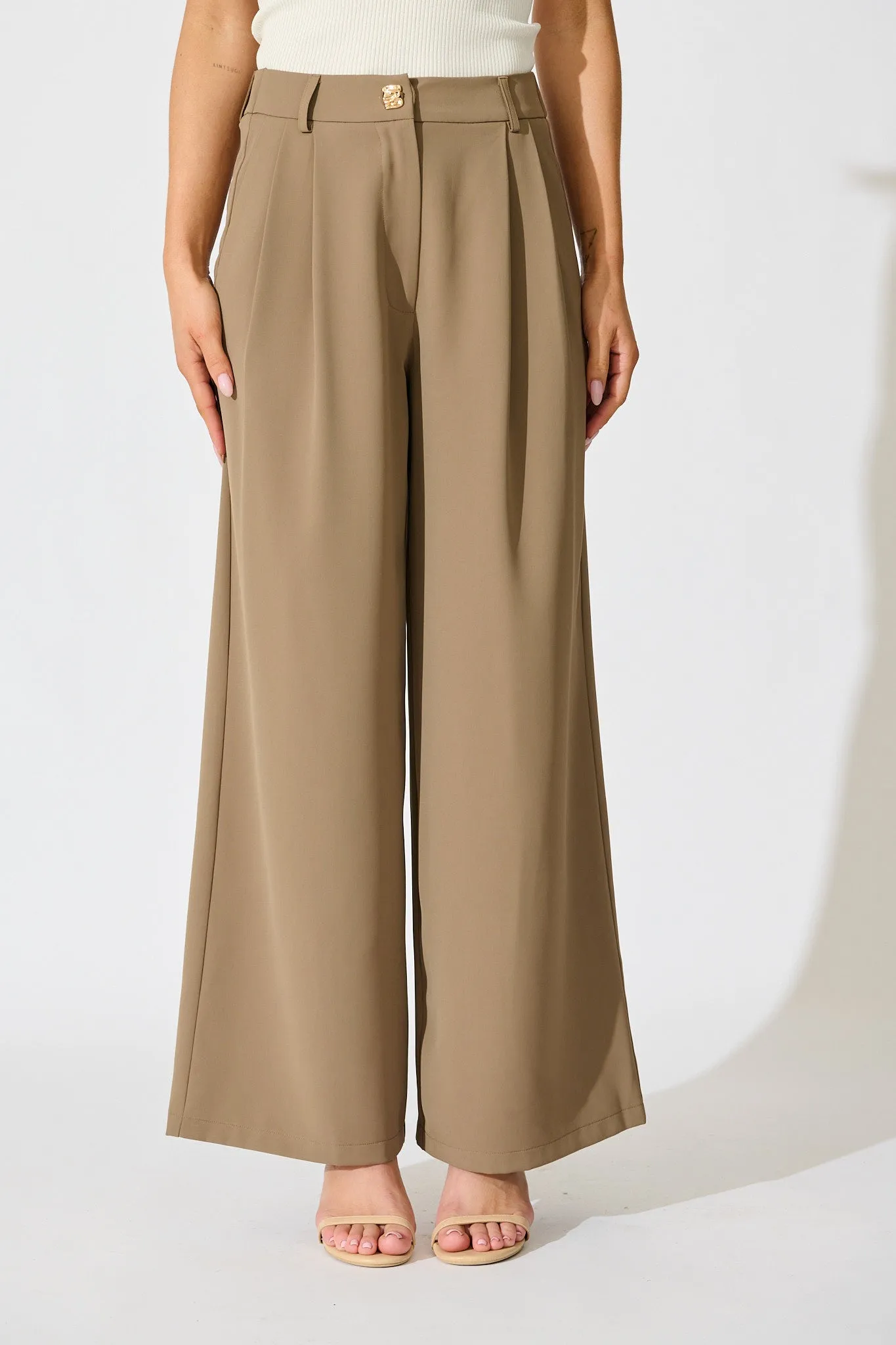 Office Hours Pant in Taupe sold by St Frock