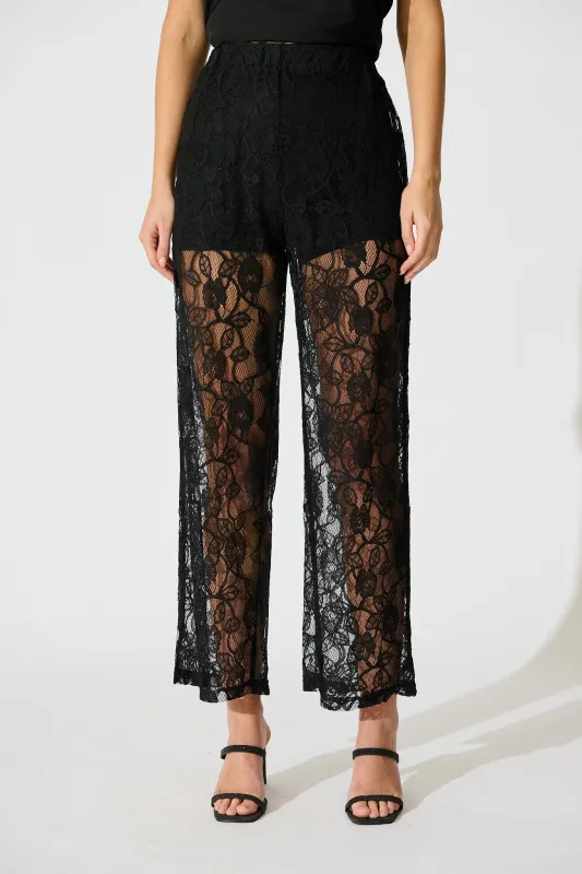 Soft Line Lace Pants In Black sold by St Frock