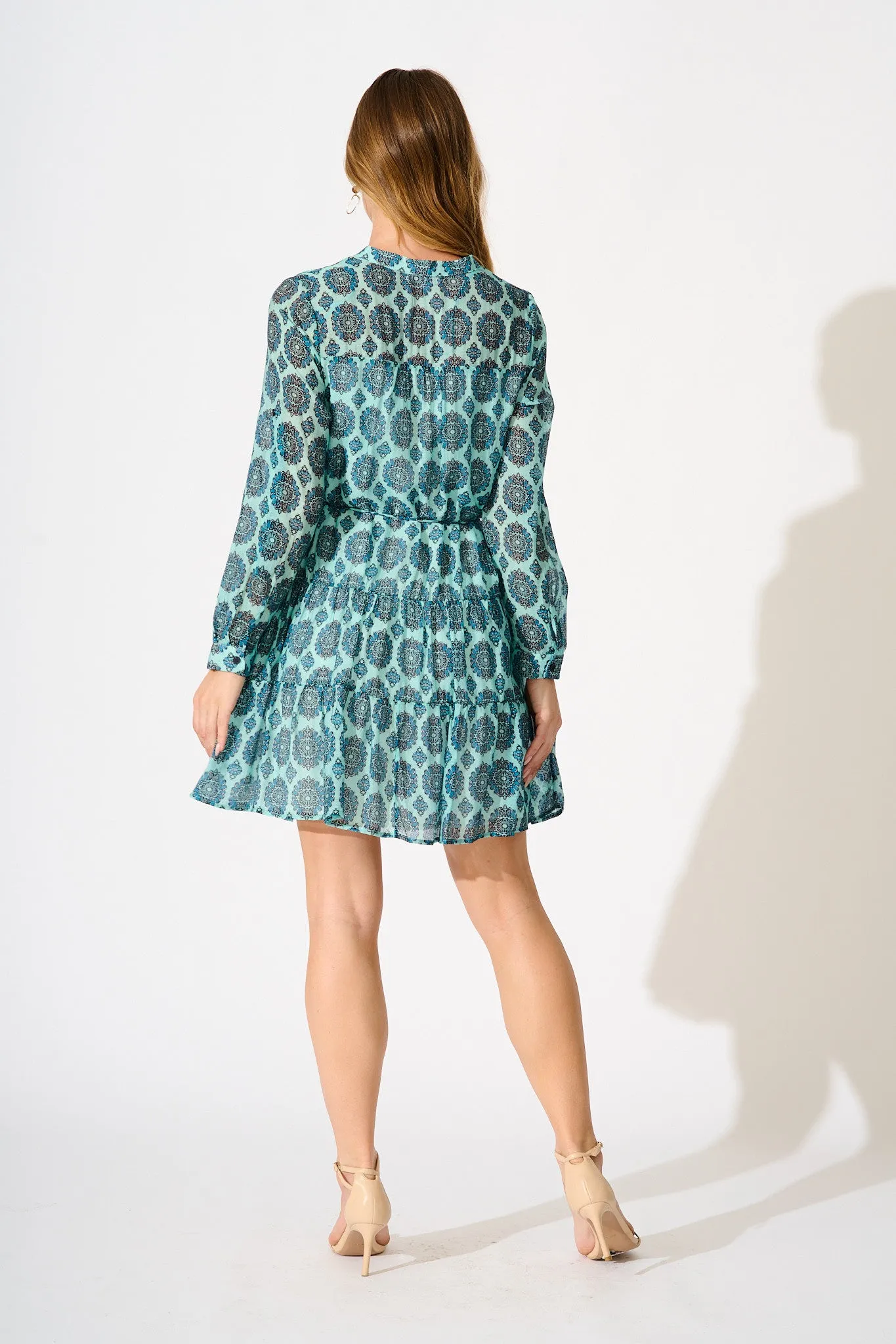 Dorian Dress in Blue Print sold by St Frock product image thumbnail 4