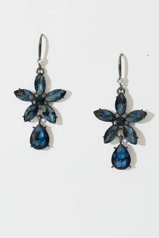Olivia Drop Earrings in Navy Stones sold by St Frock