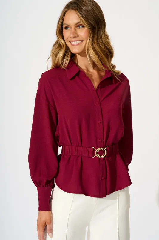 Corporate Chic Shirt in Wine sold by St Frock