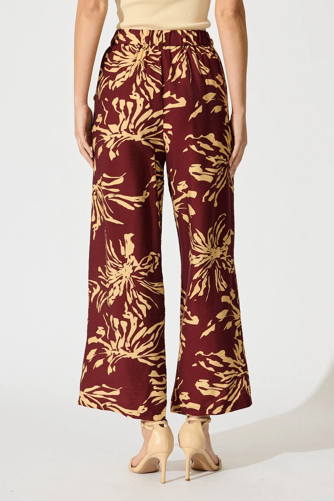 Linear Bloom Pant in Wine with Cream Print sold by St Frock product image thumbnail 3