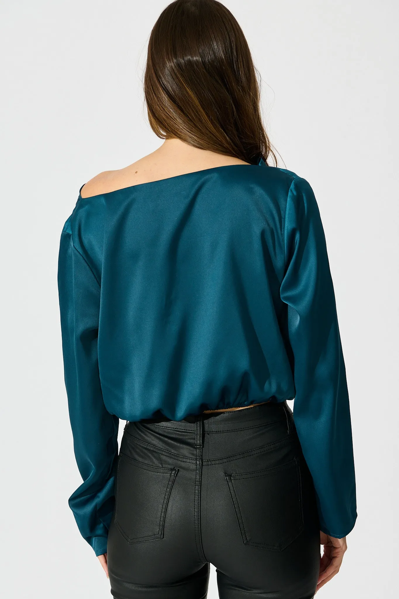 Nova Nights Top in Teal Satin sold by St Frock product image thumbnail 3