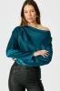 Nova Nights Top in Teal Satin sold by St Frock