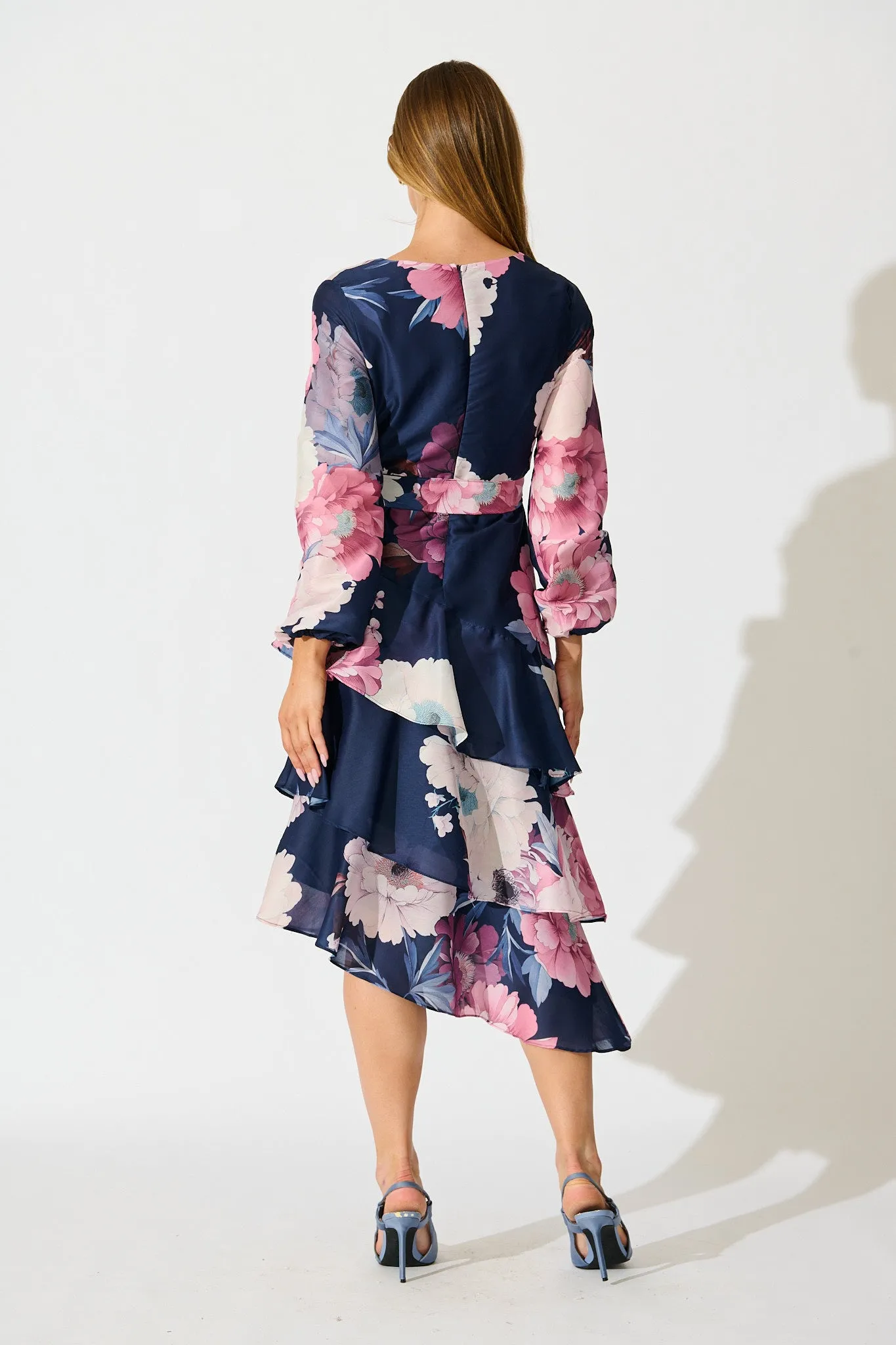 Twilight Petals Midi Dress in Navy Floral sold by St Frock product image thumbnail 4