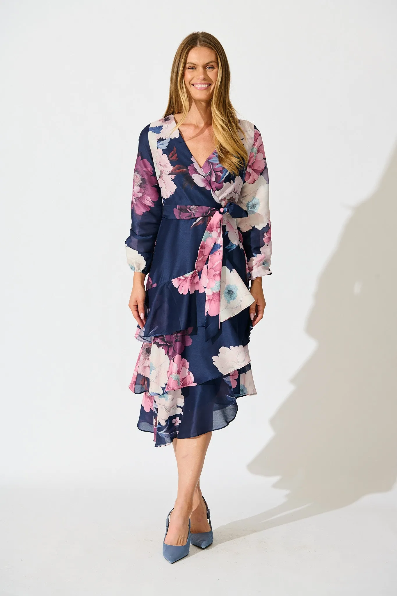 Twilight Petals Midi Dress in Navy Floral sold by St Frock