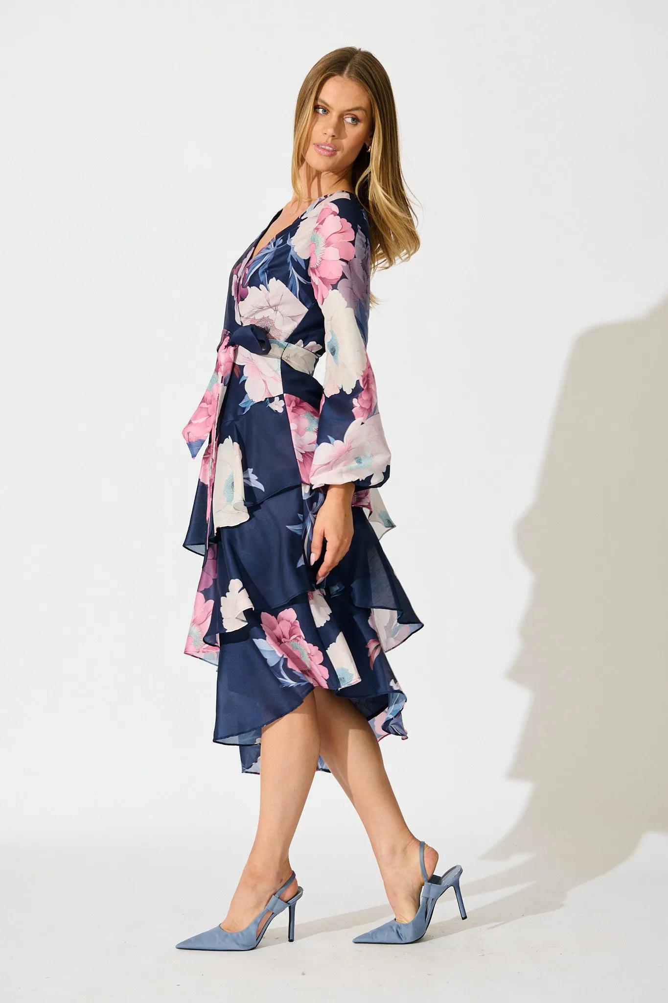 Twilight Petals Midi Dress in Navy Floral sold by St Frock product image thumbnail 3
