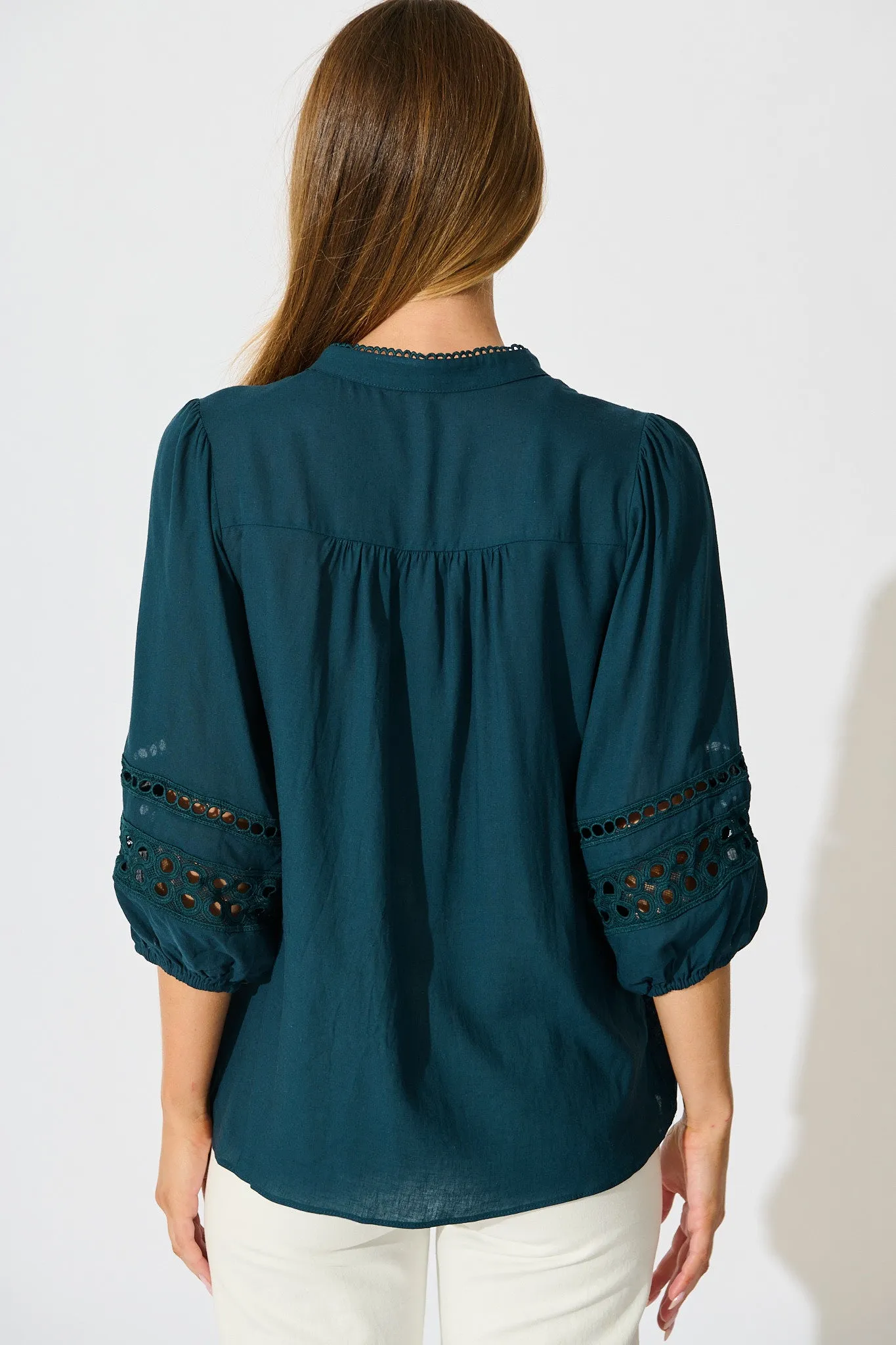 Cascades Top in Emerald Linen Blend sold by St Frock product image thumbnail 3