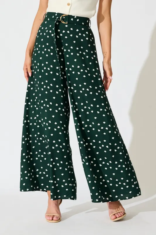 Jewel Mist Pant in Emerald with White Speckle sold by St Frock