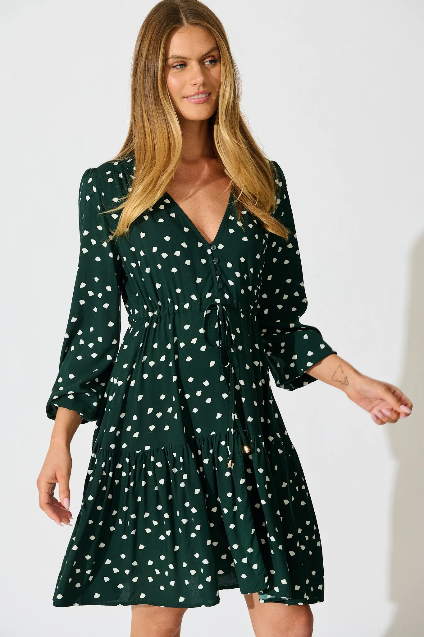 Have My Heart Dress in Emerald with White Speckle sold by St Frock product image thumbnail 2