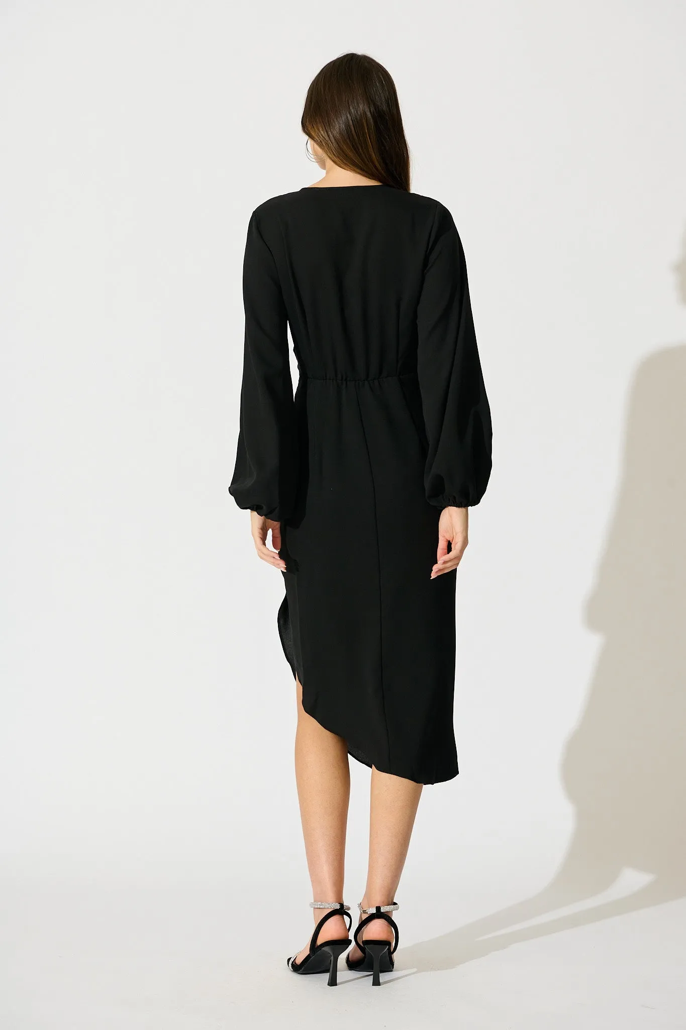 Kalisha Midi Dress in Black Satin sold by St Frock product image thumbnail 4