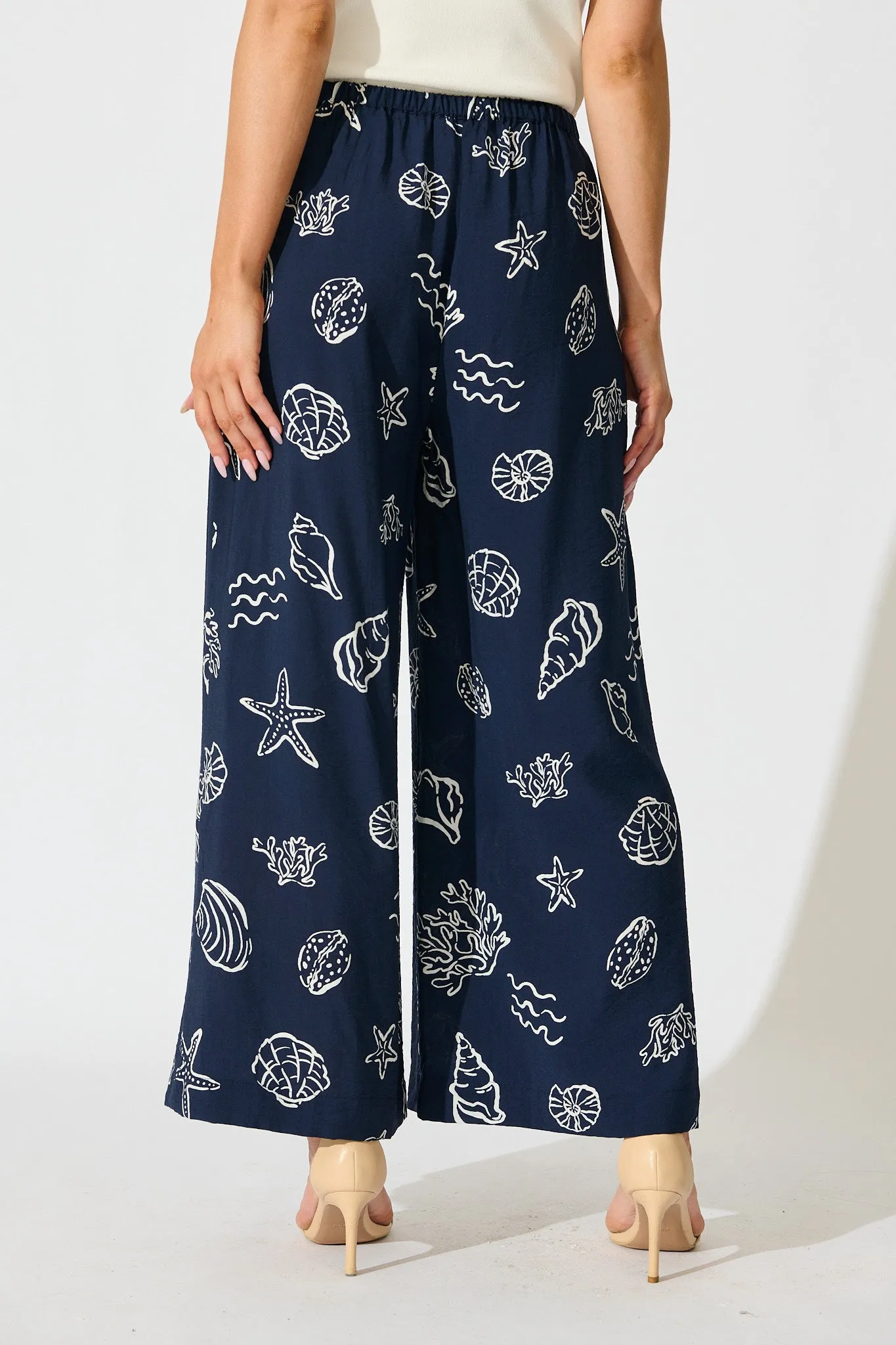 Romeo Pant in Navy with White Shell Print sold by St Frock product image thumbnail 3