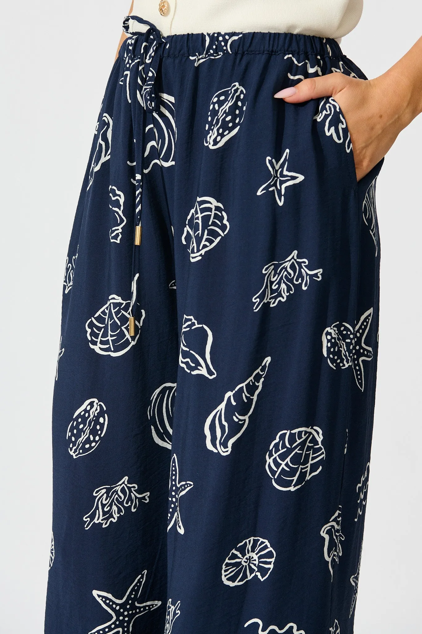Romeo Pant in Navy with White Shell Print sold by St Frock product image thumbnail 5