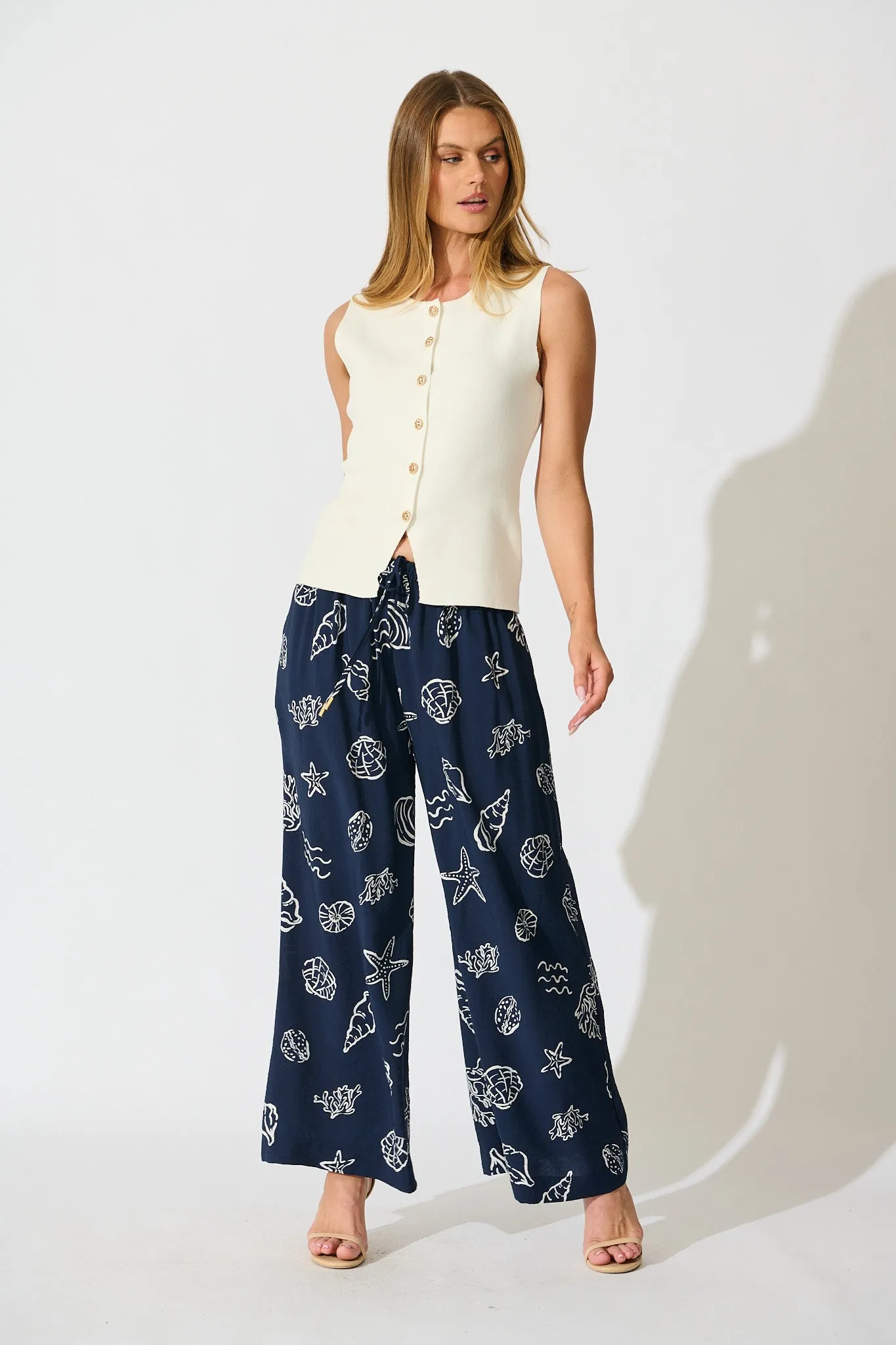 Romeo Pant in Navy with White Shell Print sold by St Frock product image thumbnail 4