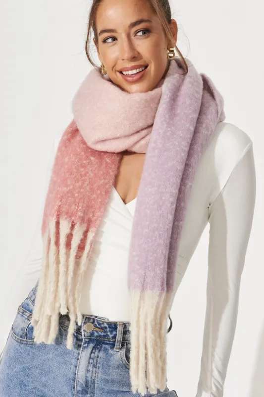 Audria Knit Scarf In Pink And Purple sold by St Frock