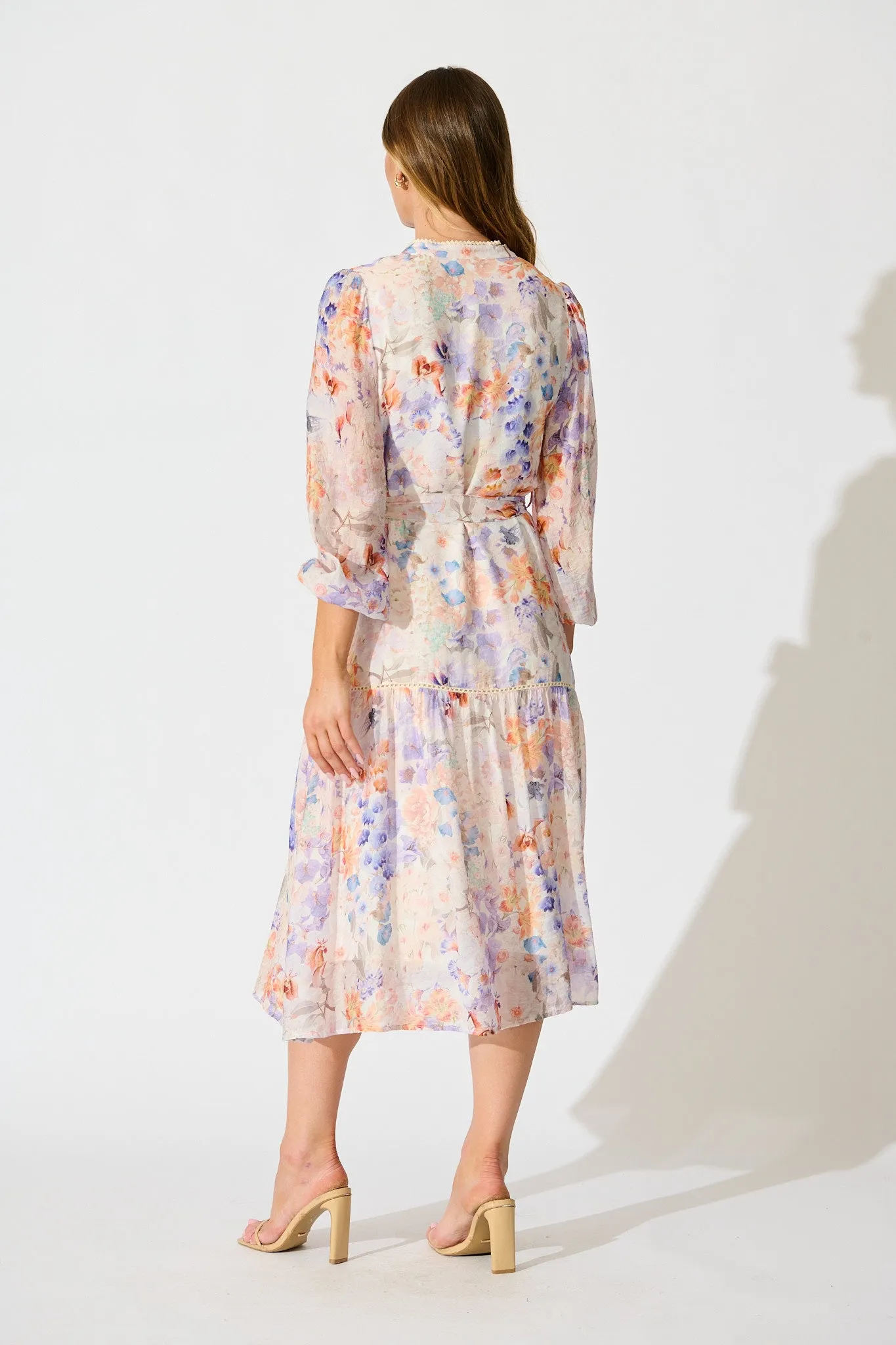 Vivette Midi Dress in Multi Floral Print sold by St Frock product image thumbnail 4