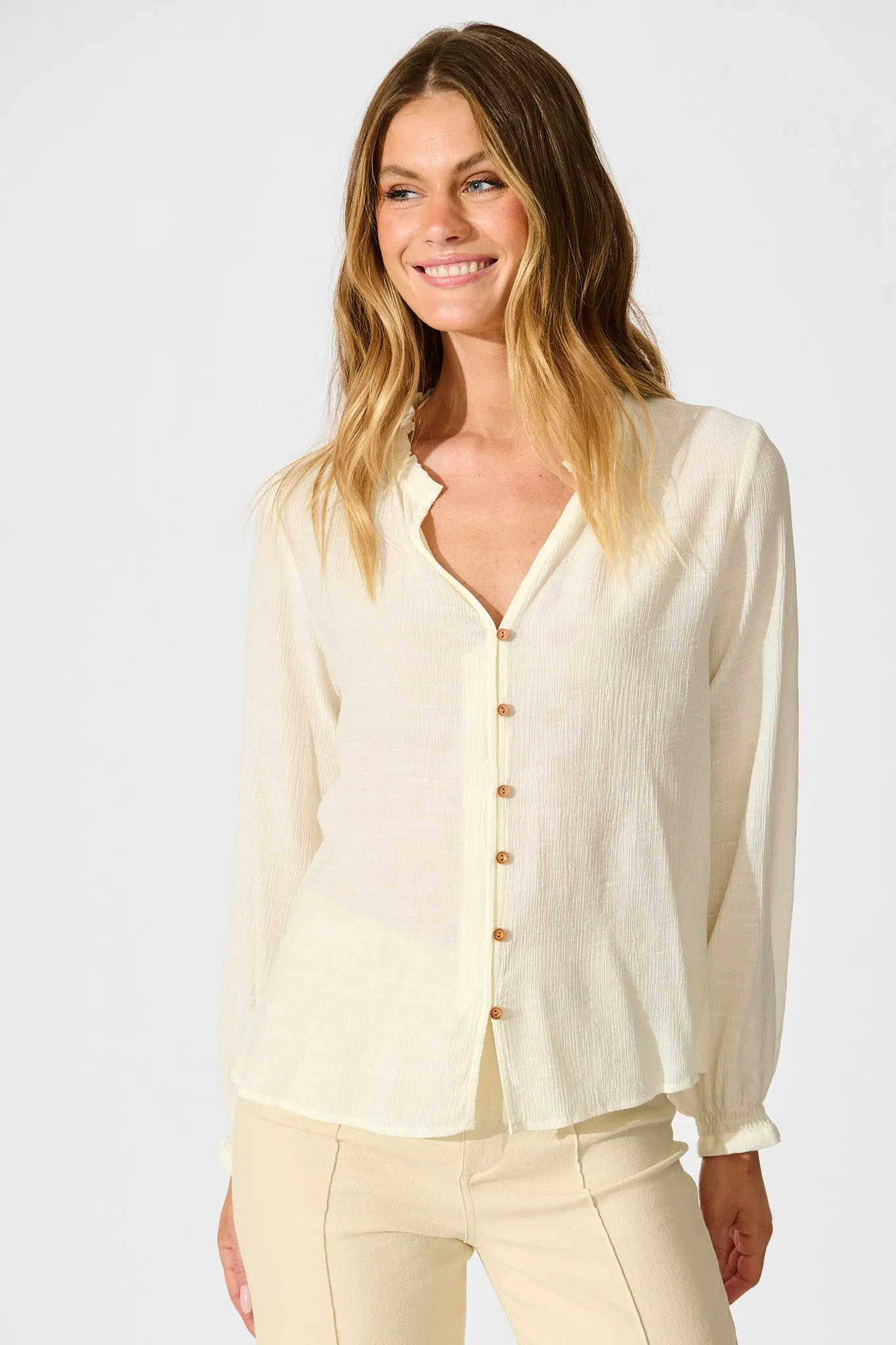 Marlowe Top in Cream sold by St Frock