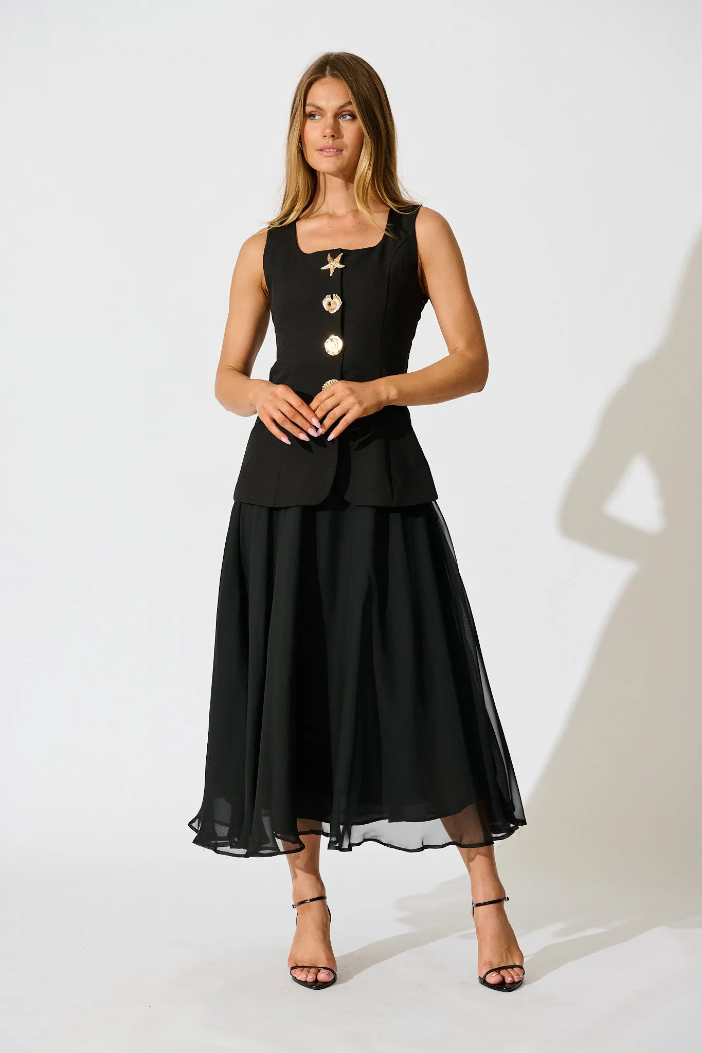 Oceana Maxi Dress in Black sold by St Frock